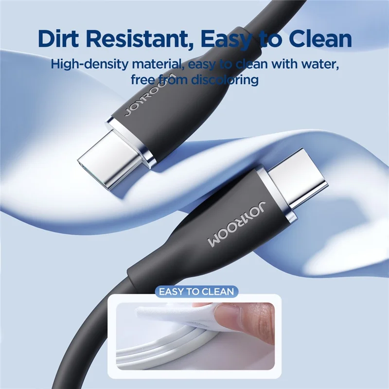 JOYROOM SA29-CC5 Colorful Series for iPhone 16-15 Series 1.2m PD 100W Type-C to Type-C Fast Charge Cable Liquid Silicone Phone Data Cord - Black