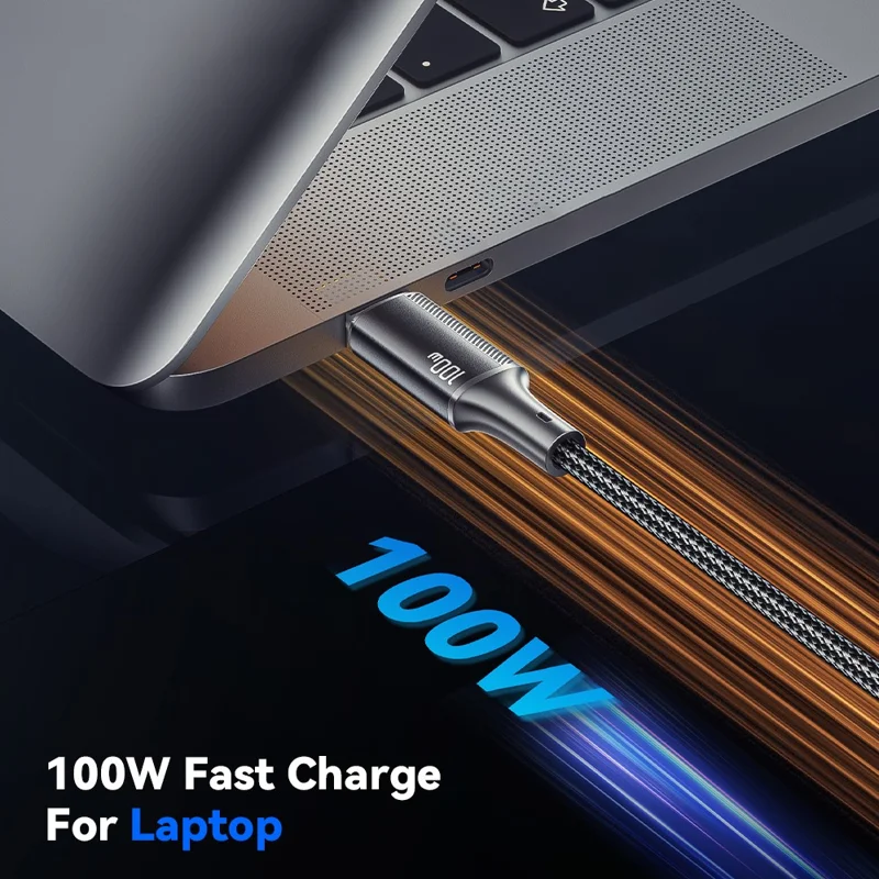 ESSAGER 1m PD 100W Type-C to Type-C Phone Fast Charging Cord Nylon Braided Data Cable - Blue