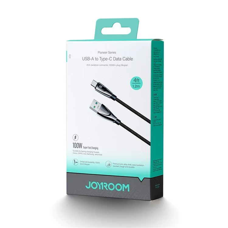 JOYROOM SA31-AC6 Пионерская серия 1,2 м PD 30 Вт USB-A в зарядный кабель Type-C Nylon Braided Fast Charging Data Cable