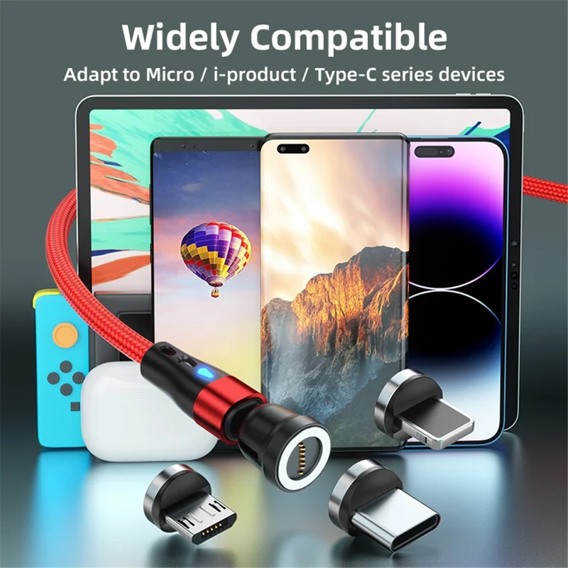 ENKAY HAT PRINCE 1m 3A Fast Charging Cable 3-in-1 Magnetic USB to 8-Pin / Type-C / Micro USB Data Cord with LED Light - Green