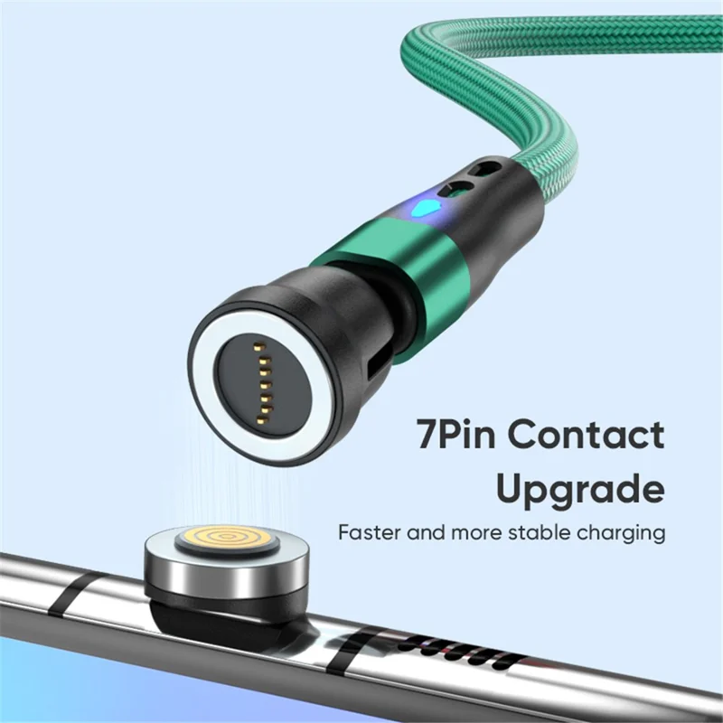 ENKAY HAT PRINCE 2m 540-degree Rotating Magnetic Charging Cable 2-in-1 PD 60W Type-C to 8-Pin + Type-C Data Cord with LED Light - Red