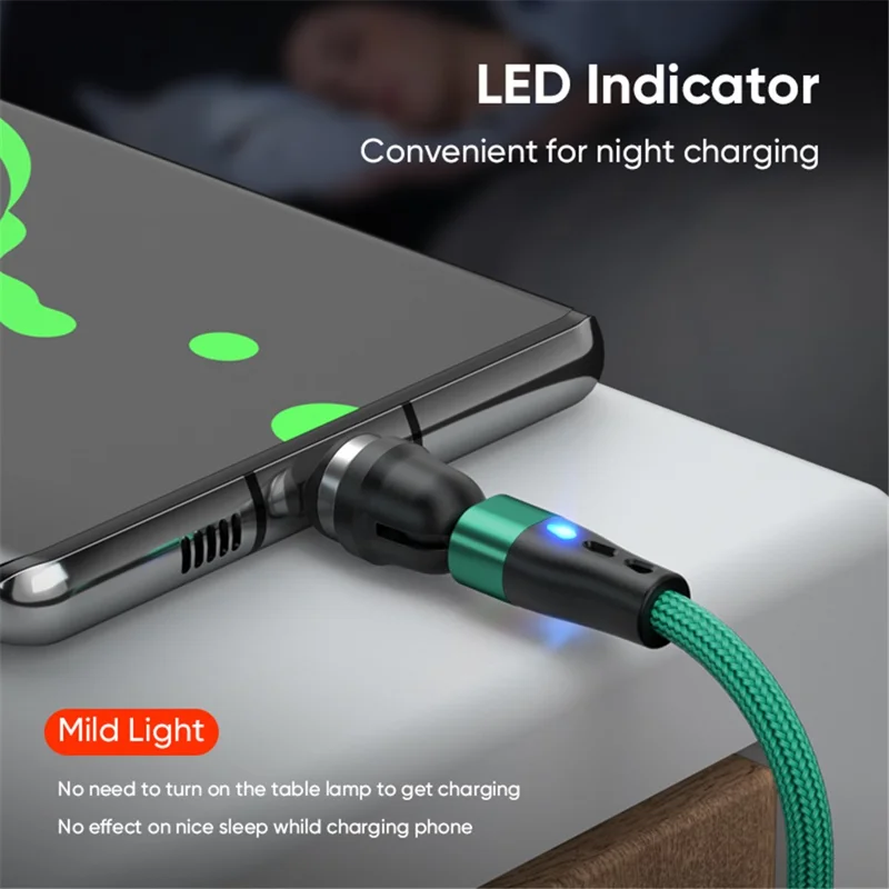 ENKAY HAT PRINCE Cabo Magnético de Carregamento Rotativo de 540 Graus 2 em 1 PD 60W Tipo-C para 8 Pinos + Tipo-C com Luz LED - Preto