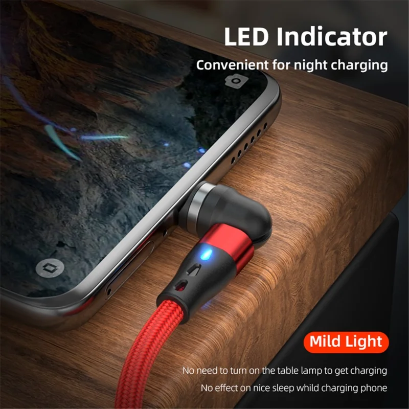 ENKAY HAT PRINCE 2m 3A Fast Charging Magnetic Data Cable 2-in-1 USB to 8-Pin + Type-C Nylon Braided Cord with LED Light - Green