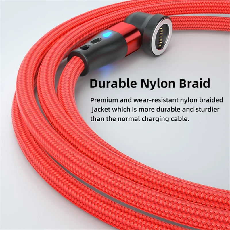 ENKAY HAT PRINCE 2m 3A Fast Charging Magnetic Data Cable 2-in-1 USB to 8-Pin + Type-C Nylon Braided Cord with LED Light - Green