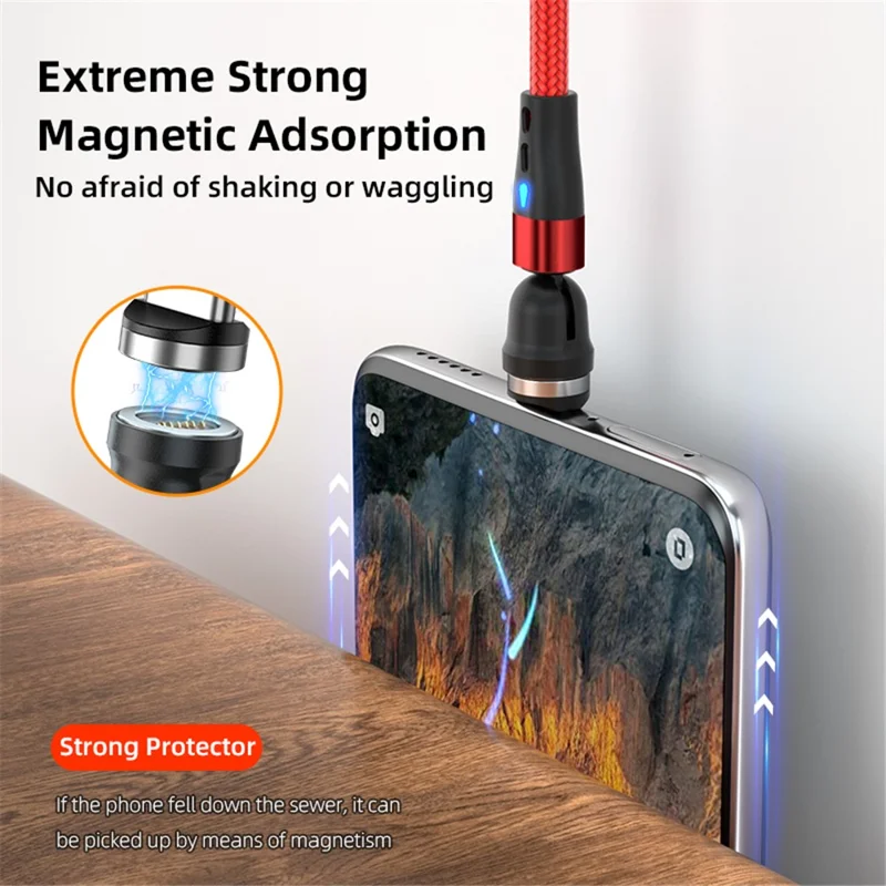 ENKAY HAT PRINCE 2m 3A Fast Charging Magnetic Data Cable 2-in-1 USB to 8-Pin + Type-C Nylon Braided Cord with LED Light - Green