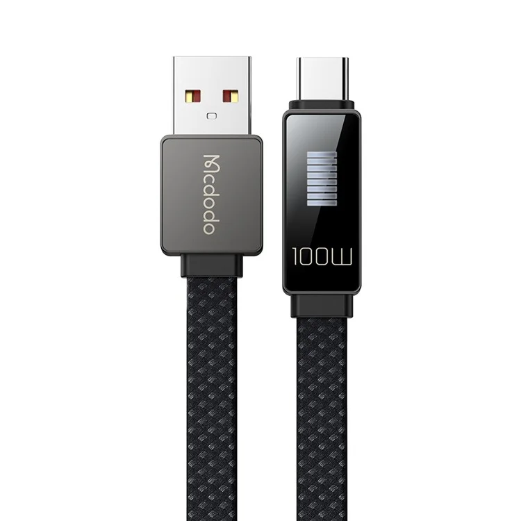 MCDODO CA-4980 MDD Rhythm Series for iPhone 15 Series 1.2m PD 100W USB to Type-C Data Cable with 9-level Light Display - Black