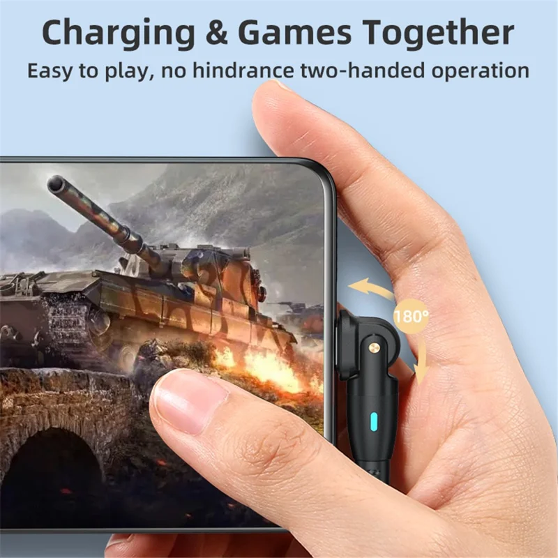 ENKAY 1m USB to Type-C 180 Degree Rotate 3A Fast Charging Data Cable with LED Indicator - Purple