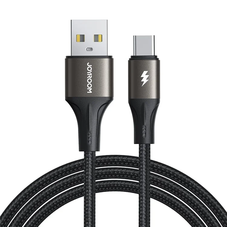 JOYROOM SA25-AC3 1.2m Light-Speed Series for iPhone 16-15 Series USB-A to Type-C Cable Nylon Braided 3A Fast Charging Cord - Black