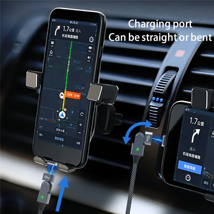 2m PD 100W Type-C Charging Data Cord with Type-C Adapter 180 Degree Rotating Magnetic Charging Cable