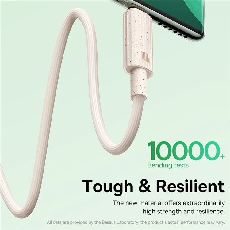 BASEUS 2m Habitat Series for iPhone 15 Series Type-C to Type-C 100W Fast Charging Biodegradable Data Cable - Pink
