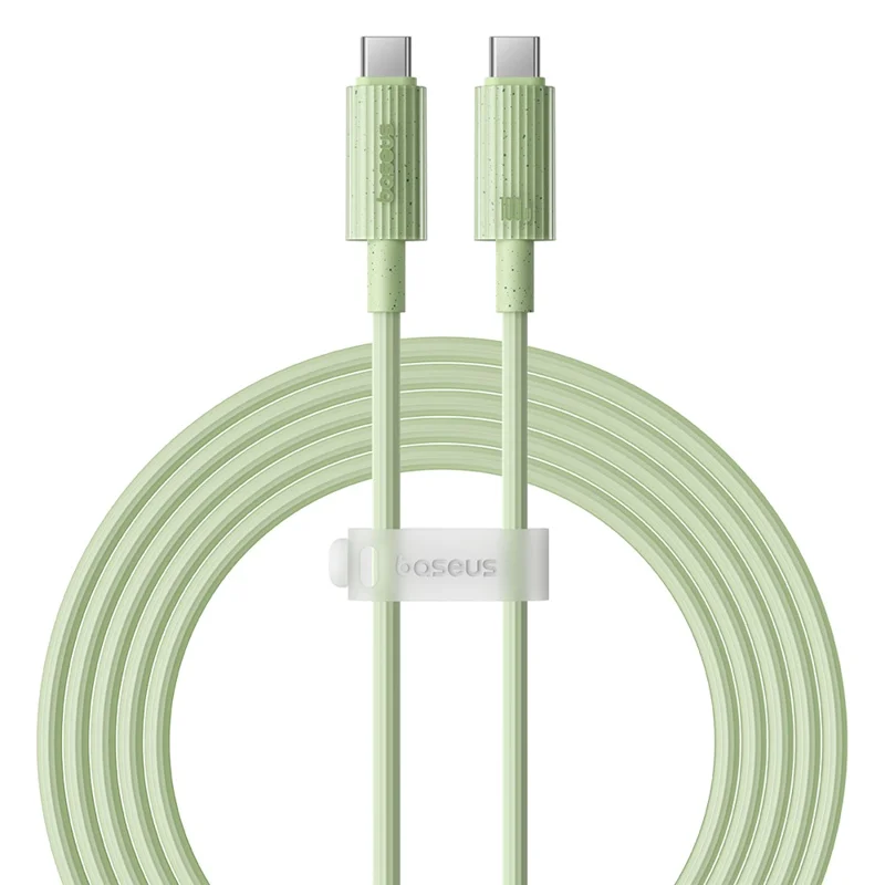 BASEUS 2m Habitat Series for iPhone 15 Series Type-C to Type-C 100W Fast Charging Biodegradable Data Cable - Green