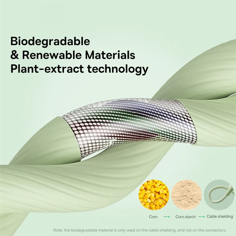 BASEUS 2m Habitat Series for iPhone 15 Series Type-C to Type-C 100W Fast Charging Biodegradable Data Cable - Green