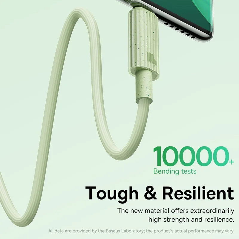 BASEUS 2m Habitat Series for iPhone 15 Series Type-C to Type-C 100W Fast Charging Biodegradable Data Cable - Green