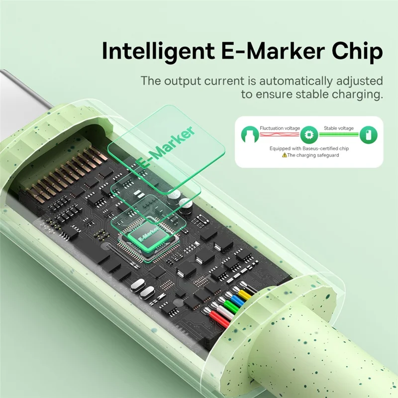 BASEUS 2m Habitat Series for iPhone 15 Series Type-C to Type-C 100W Fast Charging Biodegradable Data Cable - Green