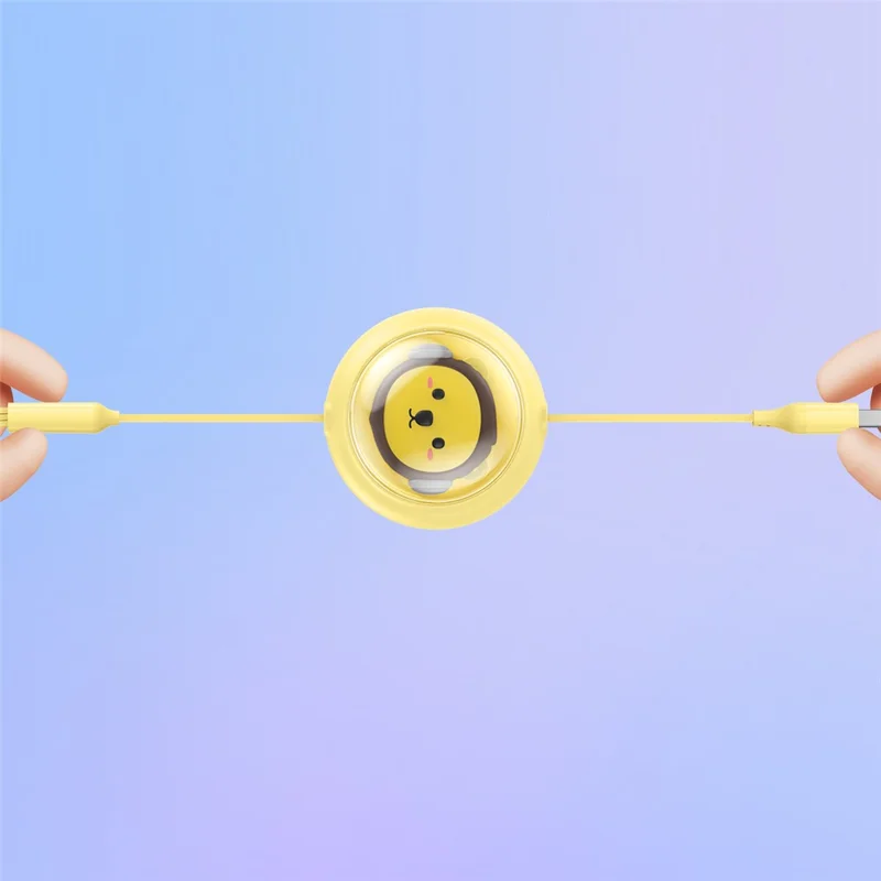 BASEUS CB000063 1.1m 3.5A Retractable Charging Cable USB to Micro USB + Type-C + iP 3-in-1 Fast Charger Data Cord - Yellow