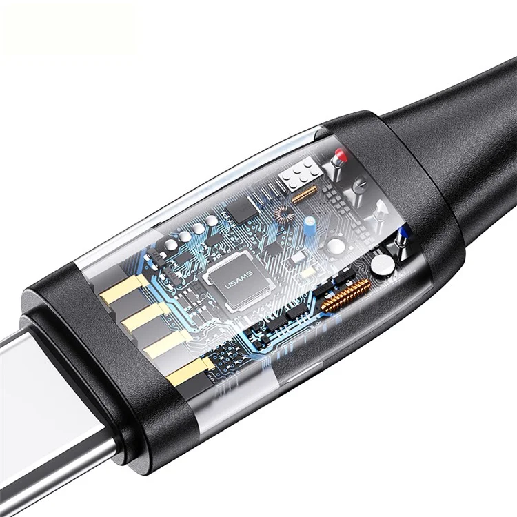 USAMS US-SJ645 U85 USB-A vers Type-C vers Type-C+8 broches+Micro Câble de charge rapide 6 en 1 PD 100W 1,2 m Cordon de données en alliage d'aluminium - Violet