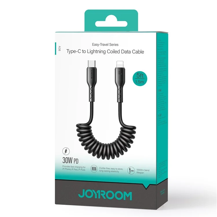 JOYROOM SA38-CL3 Série Voyage Facile pour iPhone 15 Série Type-C vers 8 broches 30W Câble de charge rapide enroulé, 1,5 m pour iPhone iPad 
