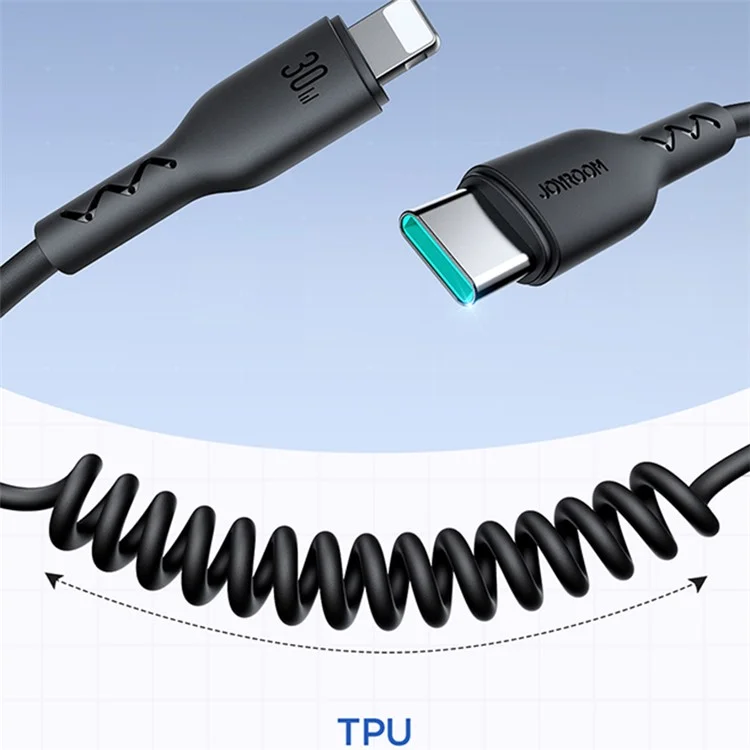 JOYROOM SA38-CL3 Série Voyage Facile pour iPhone 15 Série Type-C vers 8 broches 30W Câble de charge rapide enroulé, 1,5 m pour iPhone iPad 