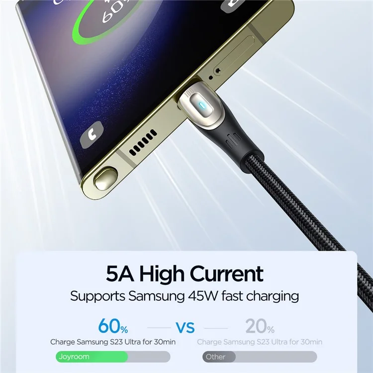 JOYROOM SA27-CC5 Star-Light Series for iPhone 16-15 Series 1.2m Type-C to Type-C Data Cable 100W Fast Charging Nylon Braided Cord - Black