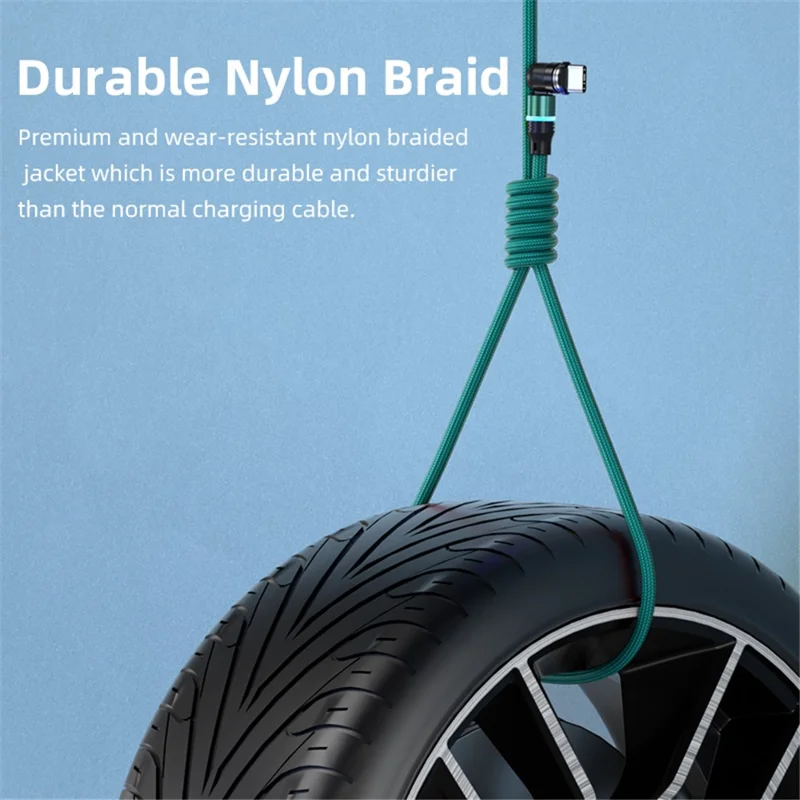 ENKAY HAT PRINCE 1m Rotation Magnetic Cable 3A USB to iP / Type-C / Micro USB Data Cord with LED Light - Purple