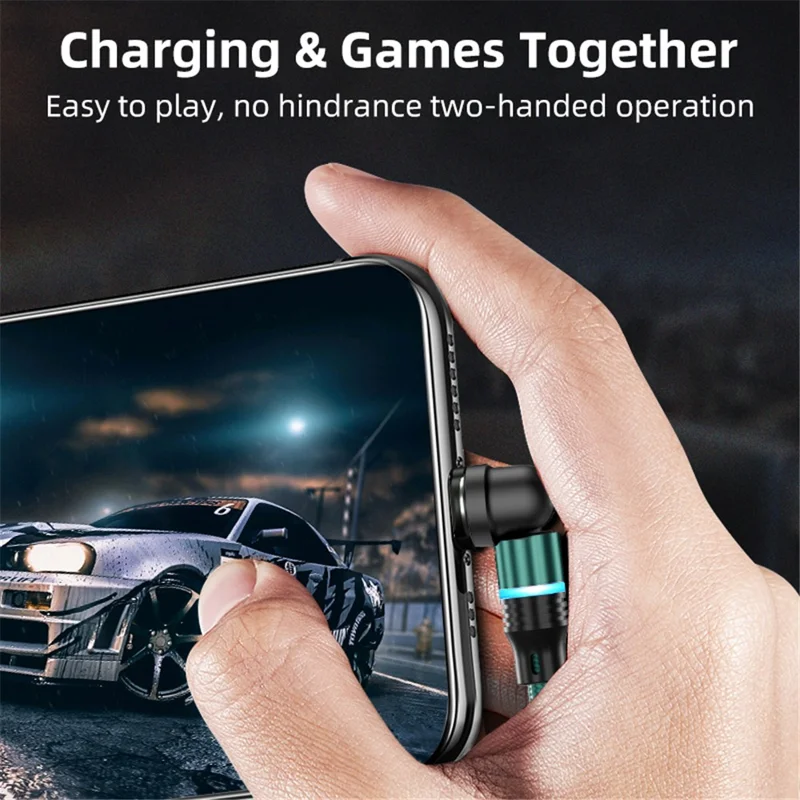 ENKAY HAT PRINCE 1m Rotation Magnetic Cable 3A USB to iP / Type-C / Micro USB Data Cord with LED Light - Purple