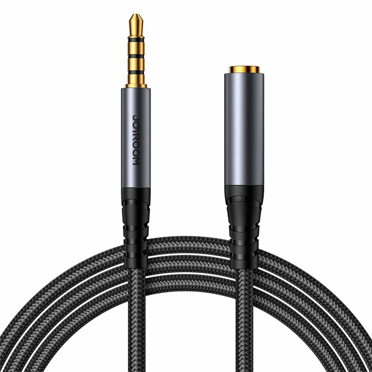 JOYROOM SY-A09 1.2m 3.5mm Male to Female Audio Cable Nylon Braided AUX Audio Extension Cable - Black