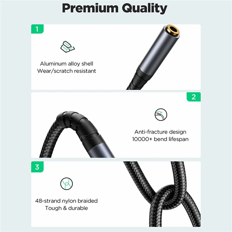 JOYROOM SY-A09 1.2m 3.5mm Male to Female Audio Cable Nylon Braided AUX Audio Extension Cable - Black