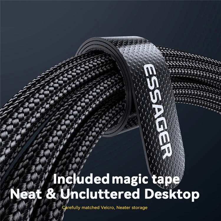 ESSAGER ES-X47 240W Digital Display Quick Charging Data Cable 1m Type-C to Type-C Charging Cord