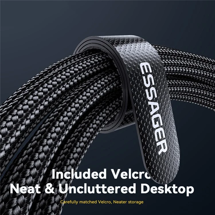 ESSAGER ES-X47 2m Type-C to Type-C Charging Cord 240W Digital Display Quick Charging Data Cable