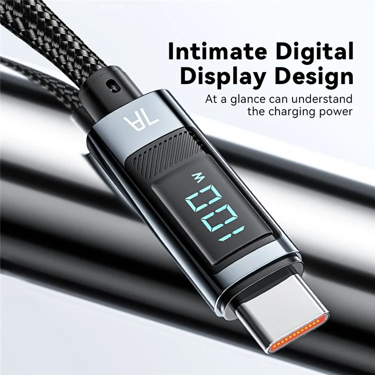 ESSAGER 2m Digital Display 7A Fast Charging Cable USB-A a Type-C 480Mbps Cable de Datos