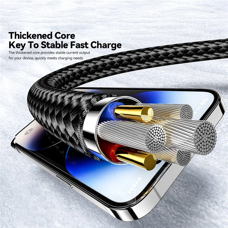 ESSAGER Starlink 1m 65W 4 en 1 Cable de fecha USB-A / Type-C a Type-C / 6 clavijas Cargador de teléfono - Negro