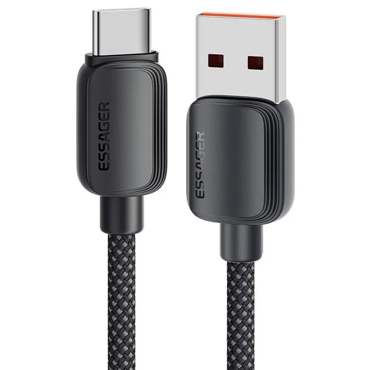 ESSAGER 1m A-C 7A 100W Date Cable USB-A to Type-C Fast Charging Cord - Black