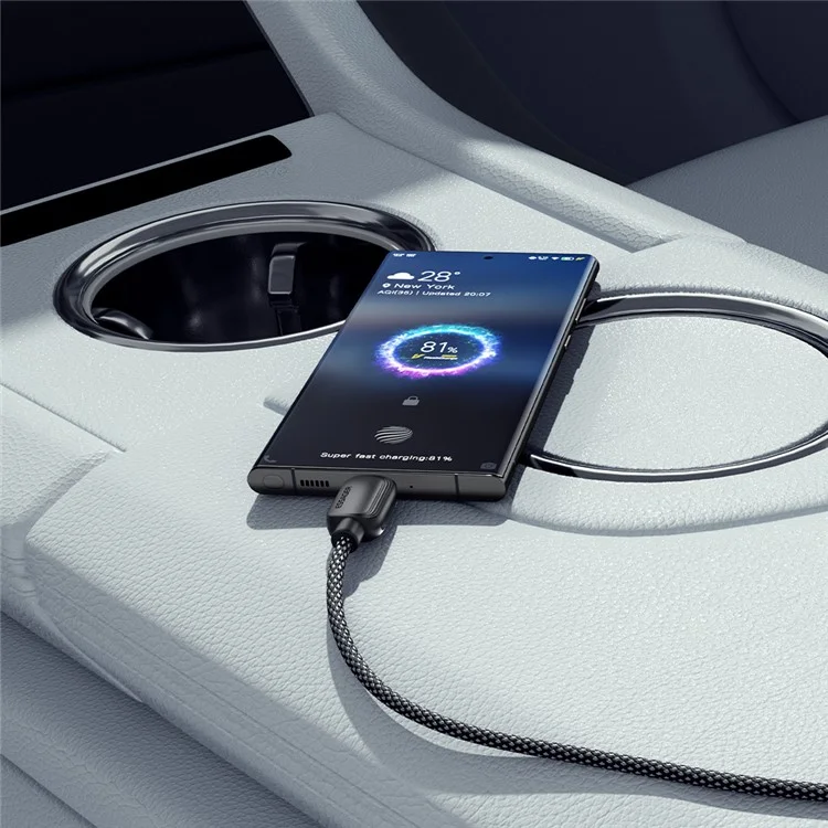 ESSAGER 1m A-C 7A 100W Date Cable USB-A to Type-C Fast Charging Cord - Black
