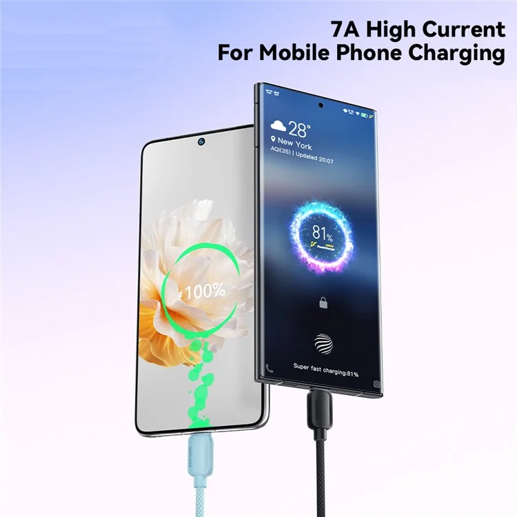 ESSAGER 1m A-C 7A 100W Date Cable USB-A to Type-C Fast Charging Cord - Black