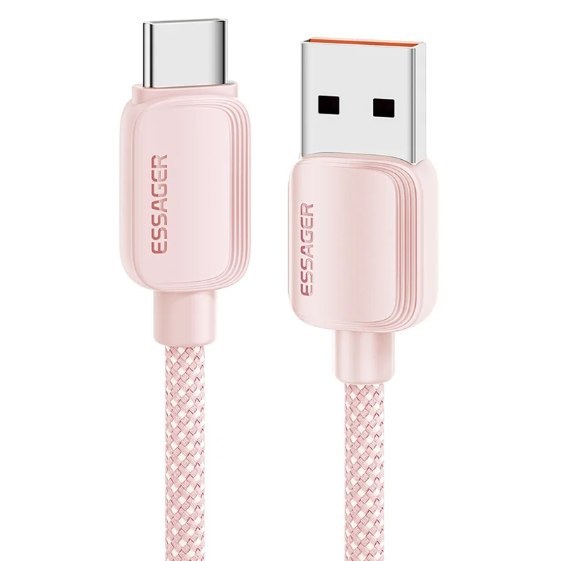 ESSAGER Cabo de Dados A-C 1 m, 7 A, 100 W, USB-A para Tipo C, Cabo de Carregamento Rápido - Rosa