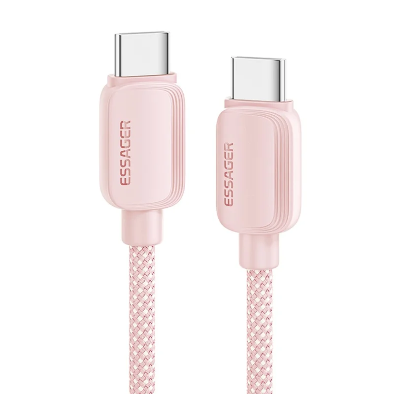 ESSAGER 1m C-C 100W Type-C to Type-C Fast Charging Cable Data Transmission Cord - Pink