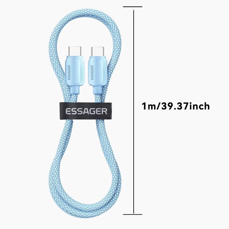 ESSAGER 1m C-C 100W Type-C to Type-C Fast Charging Cable Data Transmission Cord - Pink