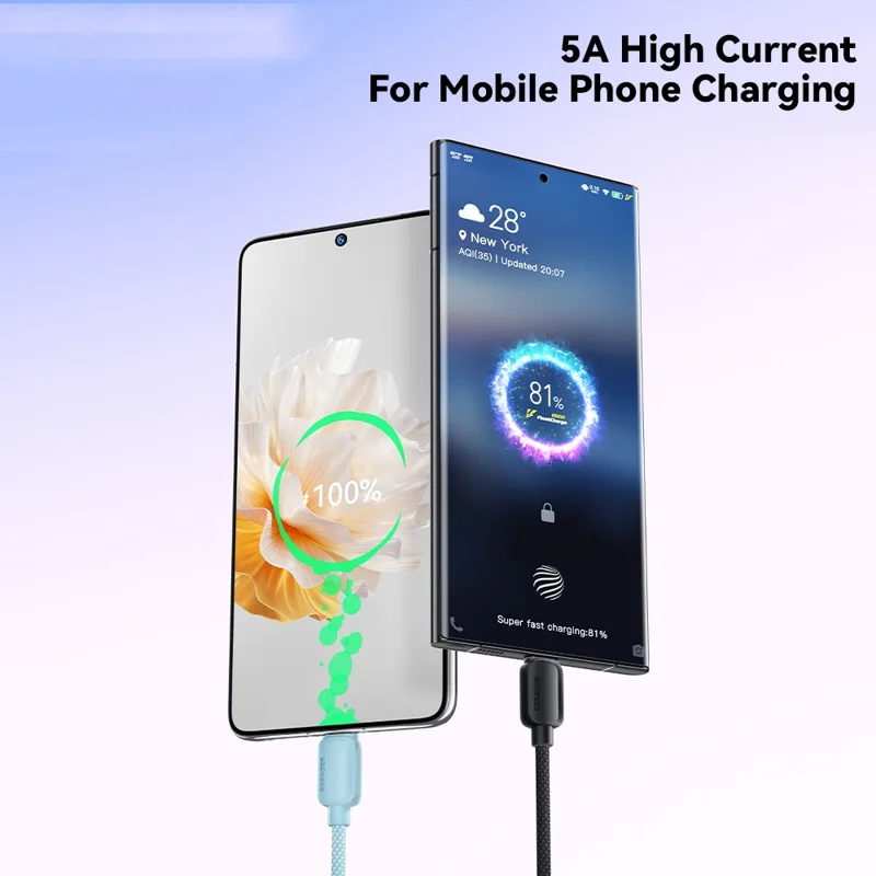 ESSAGER 1m C-C 100W Type-C to Type-C Fast Charging Cable Data Transmission Cord - Pink