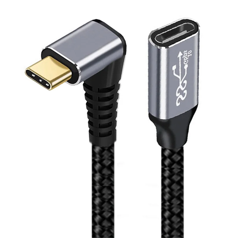 UC-058-UP-2.0M 2m 90-Degree Angled USB-C USB 3.1 Male to Female Extension Cord Aluminum Alloy Connector Data Cable