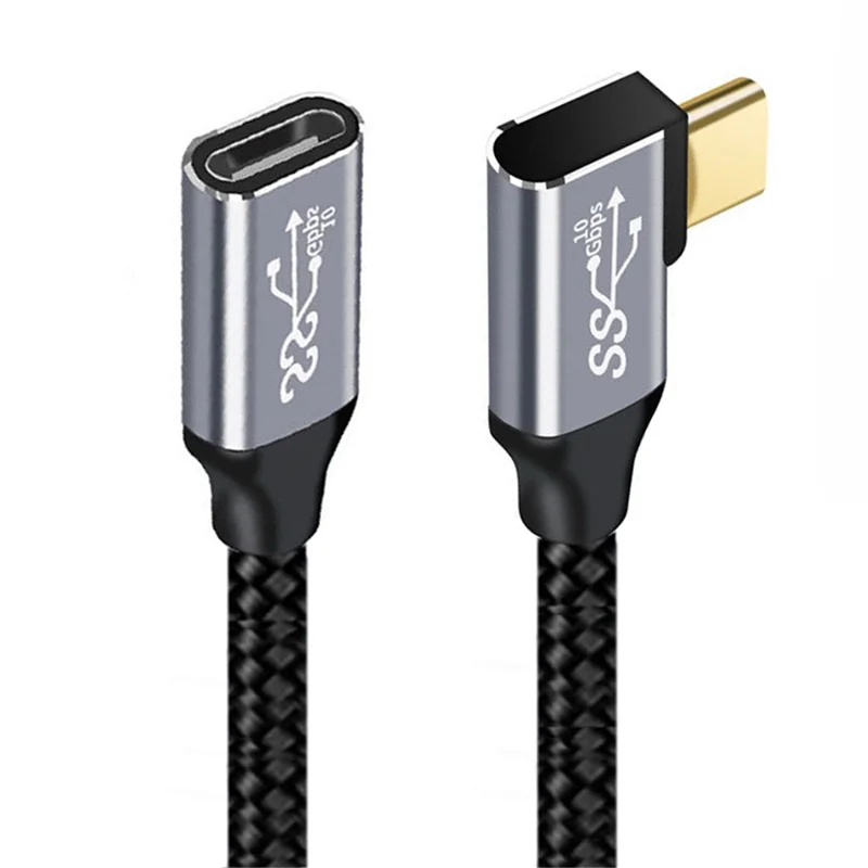 UC-058-RI-2.0M 2m 90 Degree Right Angled USB-C USB 3.1 Male to Female Cable Alloy Connector Extension Cable
