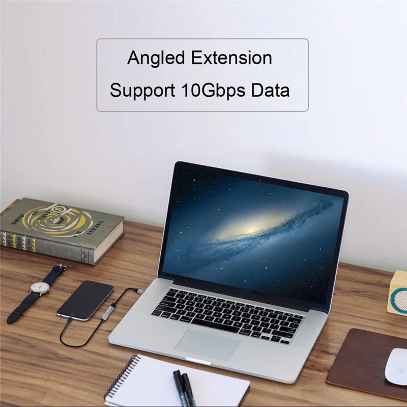 UC-058-RI-2.0M 2m 90 Degree Right Angled USB-C USB 3.1 Male to Female Cable Alloy Connector Extension Cable