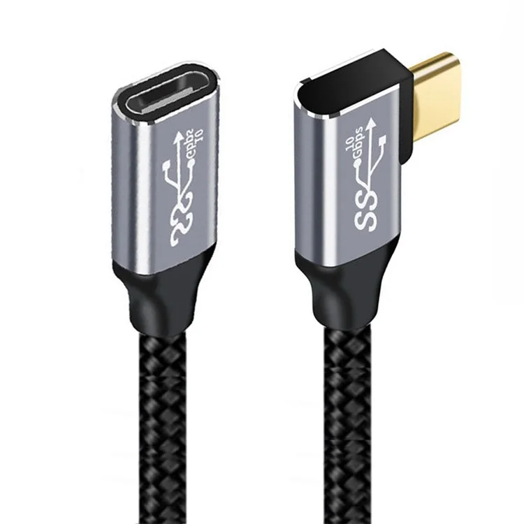 UC-058-RI-3.0M 3m 90 Degree Right Angled USB-C Male to Female Cable Alloy Connector Extension Cord