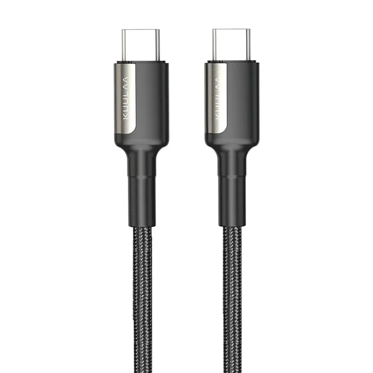 KUULAA KL-X31 Câble Type-C vers Type-C 2m 100W 5A Tressé en Nylon Cordon de Données Charge Rapide pour iPhone Série 15