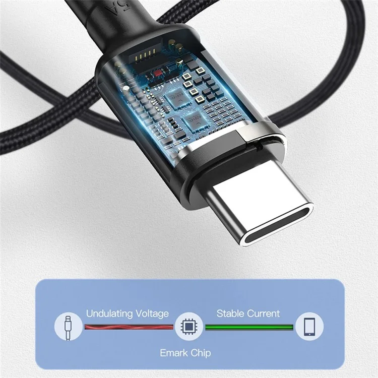 KUULAA KL-X31 Câble Type-C vers Type-C 2m 100W 5A Tressé en Nylon Cordon de Données Charge Rapide pour iPhone Série 15