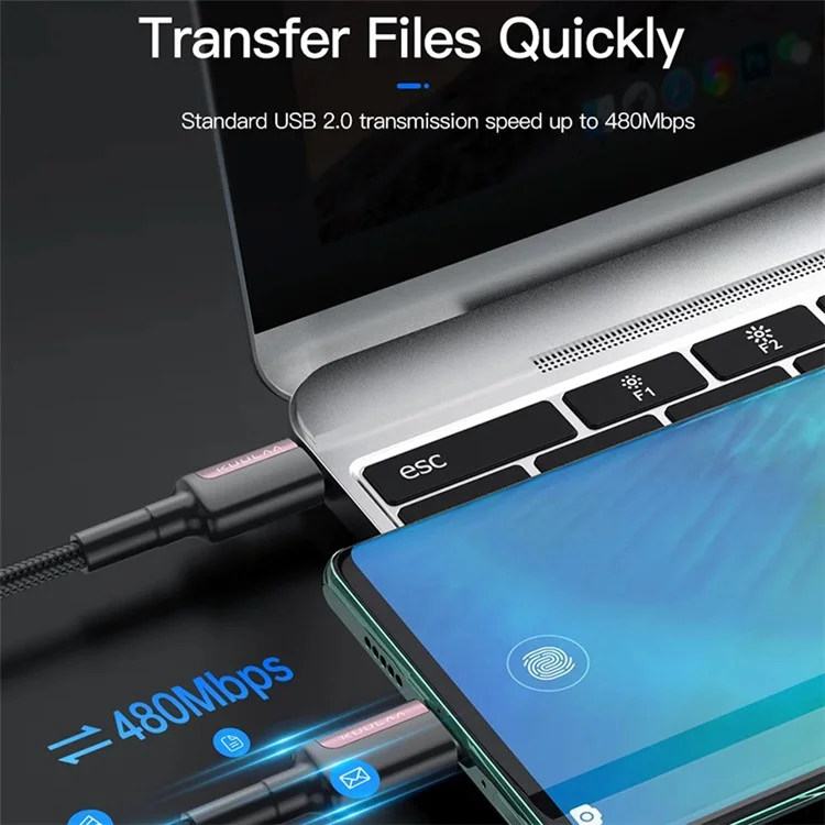 KUULAA KL-X31 Câble Type-C vers Type-C 2m 100W 5A Tressé en Nylon Cordon de Données Charge Rapide pour iPhone Série 15