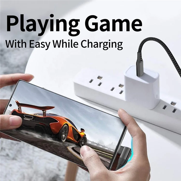 3m 90-Degree Type-C to Type-C Cable PD 60W USB 2.0 Fast Charging Data Cord - Grey