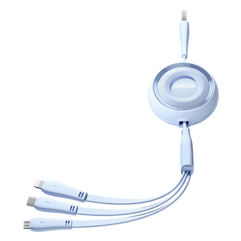 JOYROOM S-A40 3-in-1 Mini Retractable Charging Cable 1m 3.5A Charging Data Cable - Baby Blue