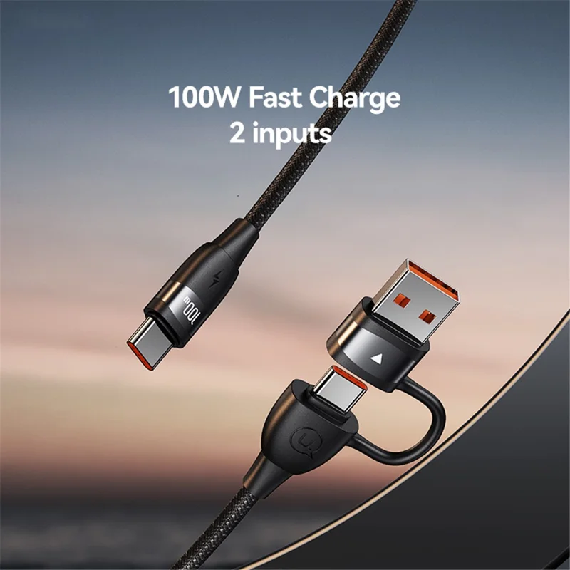 USAMS US-SJ654 U85 1.2m PD 100W USB-A / Type-C to Type-C Fast Charging Cable Data Cord