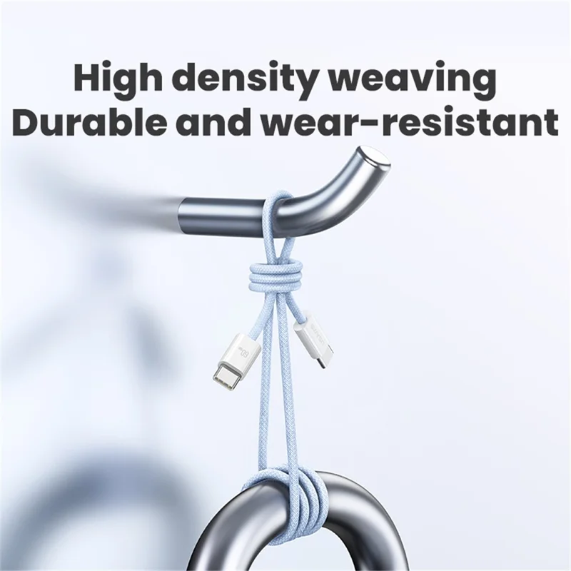 USAMS US-SJ656 U86 1.2m PD 60W Fast Charging Cable Type-C to Type-C Rainbow Braided Cord - Blue