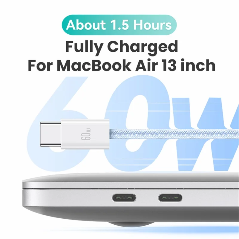 USAMS US-SJ656 U86 1.2m PD 60W Fast Charging Cable Type-C to Type-C Rainbow Braided Cord - Pink